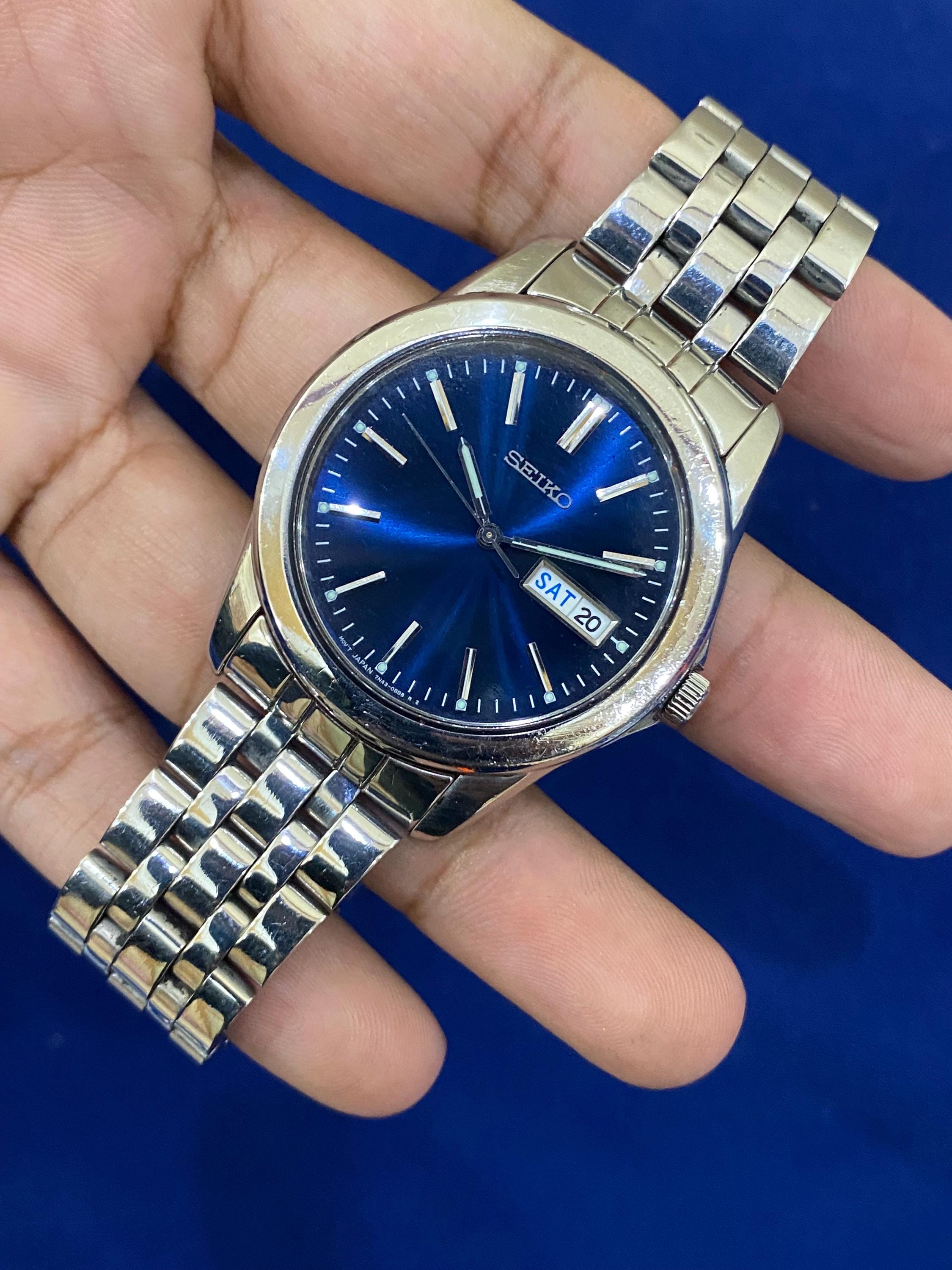 Seiko Spirit SCXC011 Quartz Big Size 7N43-0AM0 Day/date Blue Dial