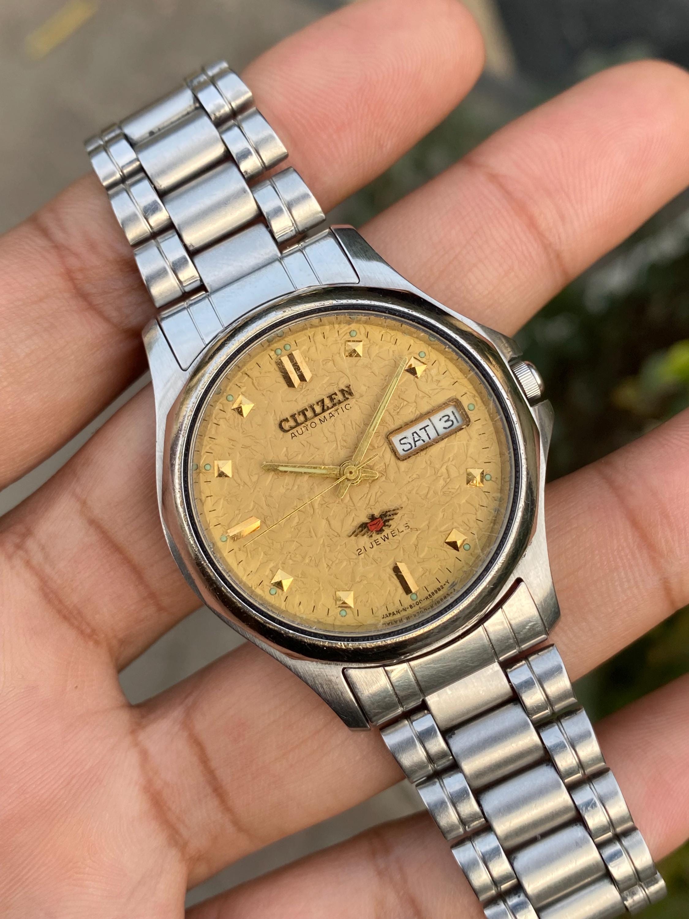 Vintage Citizen Automatic 21 Jewels Day/Date Men\'s Wristwatch Gold Dial SS GN4WS Citizen 4-281080 KT Automatic Watch GN-4W-S Gold Face 21  main image 4