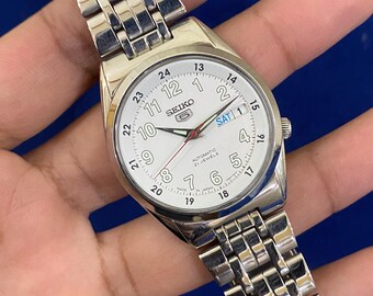 Vintage 90s Authentic SEIKO 5 Automatic SNK579J1 Railway Time 7s26
