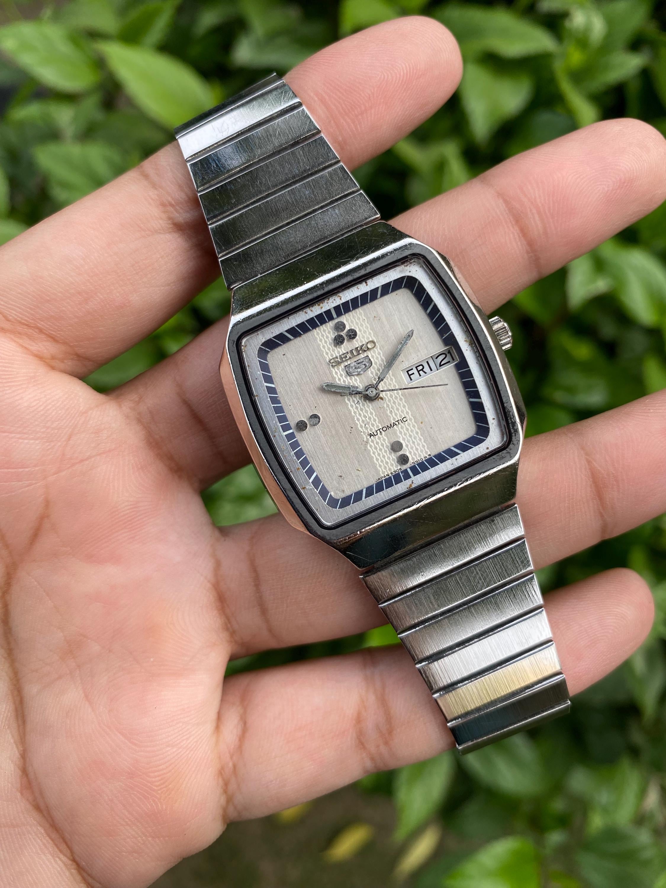 Vintage Rare SEIKO 5 Automatic 6309-5490 A Day/date TV Model Good