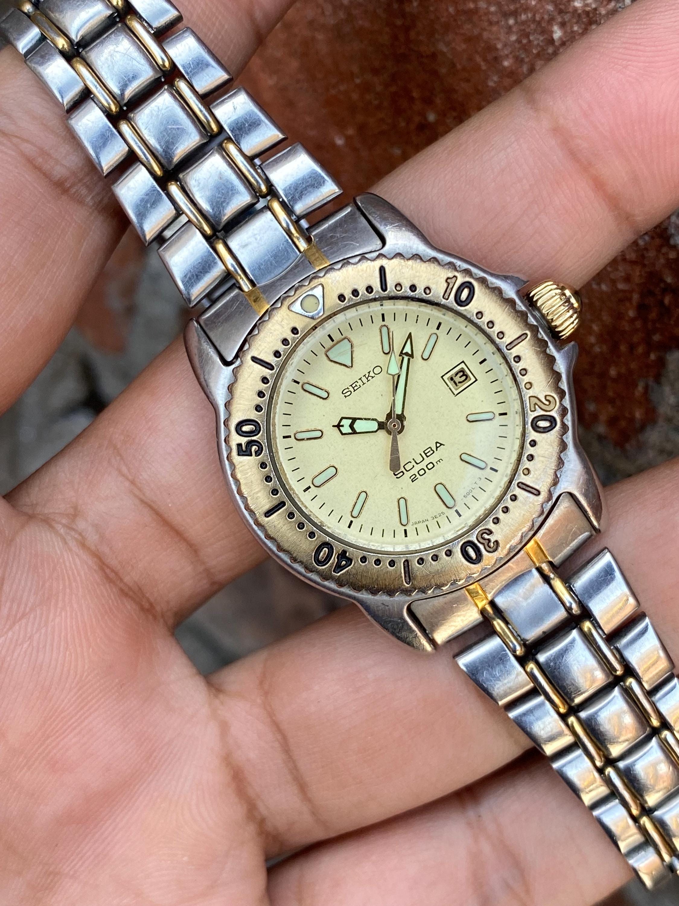 Vintage Rare SEIKO SCUBA Diver 200m 3E25-2010 A0 Two Tone