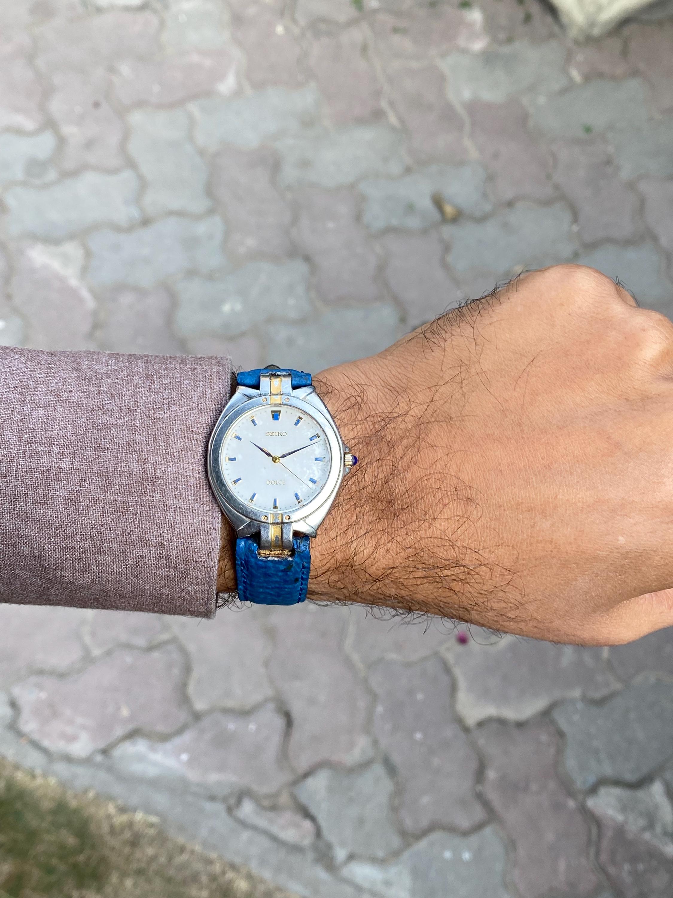 Vintage Rare Feb 1987, Dress Seiko Dolce Blue&white Dial Quartz