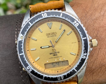 Vintage Rare SEIKO Ana-digi Quartz H357-5000 Golden  display picture 2