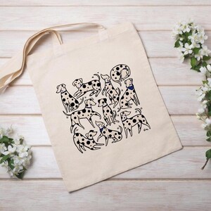 Borsa Tote In Poliestere Impermeabile Con Stamapa Dalmata, 35x40 Cm, Per Amanti Dei Cani, Shopping E Viaggio