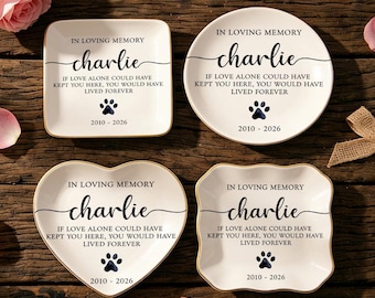 Personalisierte PetMemorial Schmuckschale, In liebevoller Erinnerung Ringschale, benutzerdefinierte Name & Daten Trinket Tablett, Pfotenabdruck Andenken Geschenk