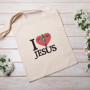 Tote Bag 100% Cotone 'Jesus Loves You' – Borsa Fede Cristiana | Regalo Natale | 38x42 Cm