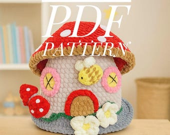Amigurumi Crochet Pattern — Mushroom House Plush, Fairy Home — PDF Download