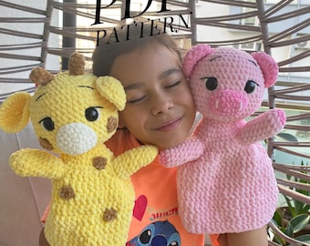 Amigurumi Pig & Giraffe Hand Puppets Crochet Pattern (PDF Download)