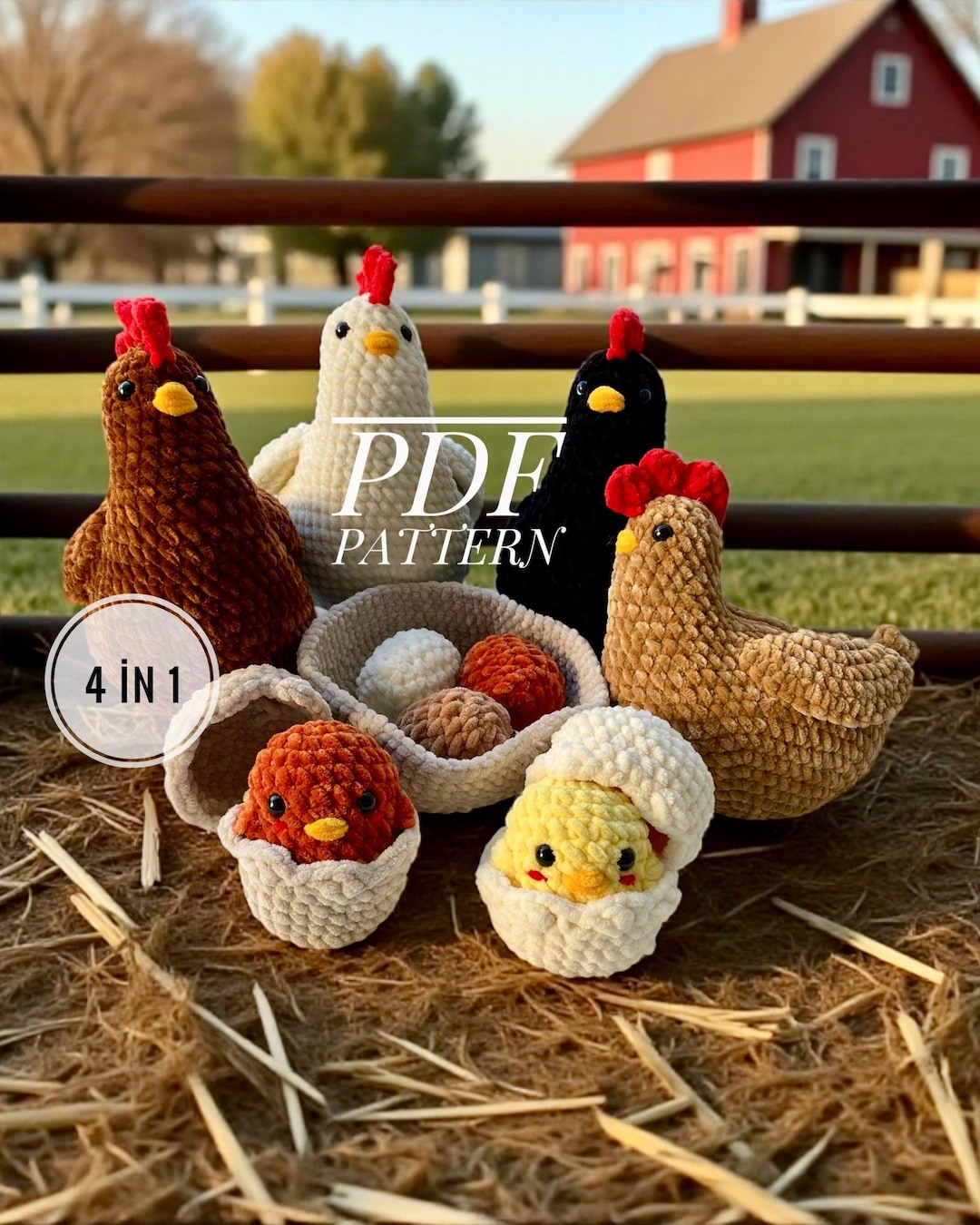 Amigurumi Chicken Crochet Pattern Set – Farm Animals PDF - Etsy