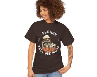 Floral Skeleton Graphic Tee, Funny Gothic Humor, Unisex Cotton T-Shirt