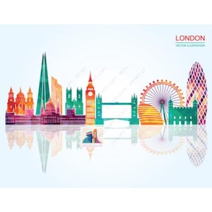 London Skyline Printable Wall Art | Minimalist City Poster, Instant Download, A3 A4 300dpi
