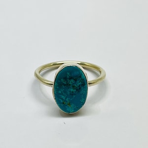 Sterling Silver Turquoise Large Oval Ring - Blue Gemstone December Birthstone Ring - 925 Sterling Silver Rings for Women Statement Gift Band