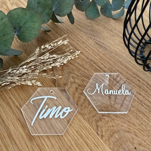 Hochzeitsdeko - Namensschilder Hochzeit - Platzkarte - personalisierte Platzkarten - Gastgeschenk - Acryl Namensschilder - Tischdeko