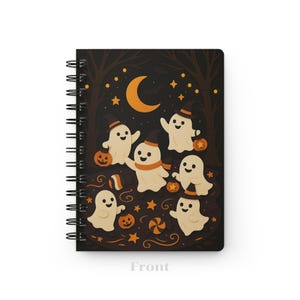 Spiral Bound Journal, Cute Ghost Halloween Notebook, Kawaii Spooky Journal, Witchy Stationery Gift