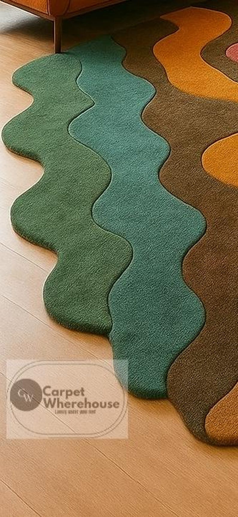 Wavy Long Rug Color Splash Wavy Wool Rug: Mid-century Modern Floor Art - Etsy