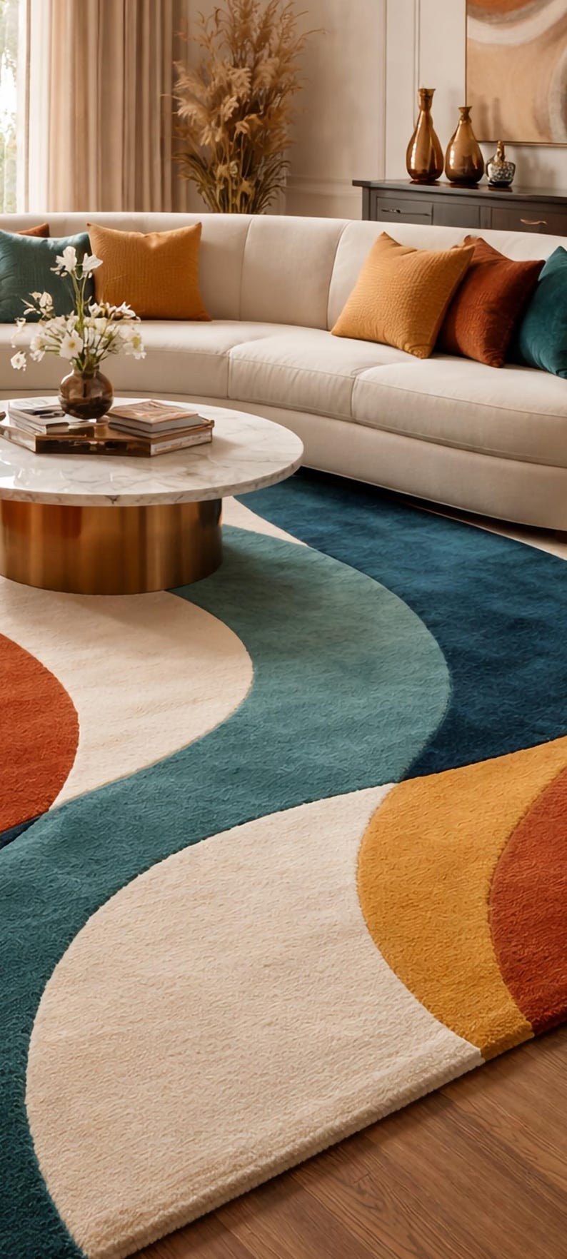 Colorful Rugs Above Contemporary Abstract Rug | Bold Color Wave Area Rug | Modern Living ...