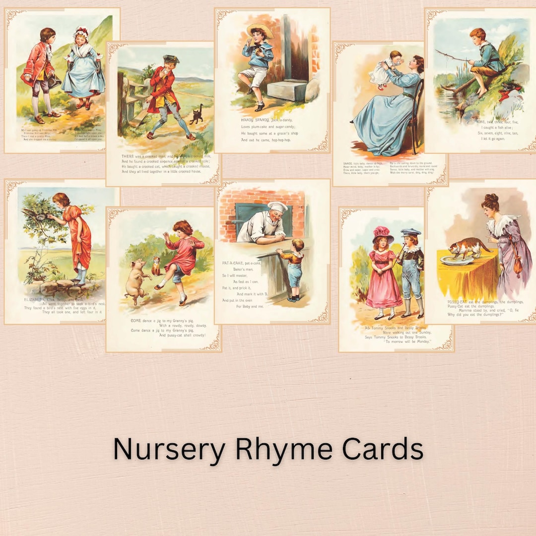 Vintage Nursery Rhyme Printable - 16 Images in 3 Sizes - Etsy UK