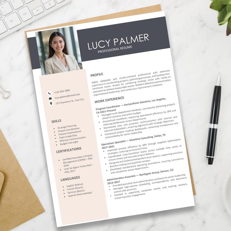 Minimalist Pastel Resume Template | Elegant CV + Cover Letter | Word ...