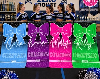 Custom Cheer Team Blanket,Personalized Name Flannel Throw,Cheer Squad Gift,Team Spirit Keepsake,Senior Night Team Gift,Cheer Award