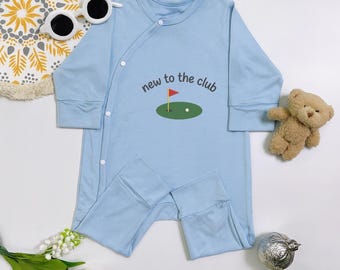 New To The Club Golf Embroidered Baby Bodysuit, Cute Golf Baby Outfit, Sports Newborn Romper, Baby Shower Gift for Golf Lovers