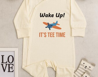 Wake Up It’s Tee Time Embroidered Baby Bodysuit, Funny Golf Baby Outfit, Newborn Romper, Cute Baby Shower Gift