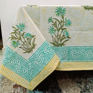Tablecloths - Indian Block Print Tablecloth With Napkins Boho Table Decor 60X60, 60X90, 72X108, 90X90, 72X140 Inches All Size Table Covers