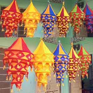 Indian Handmade lantern 100%Cotton Fabric Wedding Decor Boho Lanterns Collapsible Lamps Mix And Match Lamps Tent Hangings Garden Chandeliers