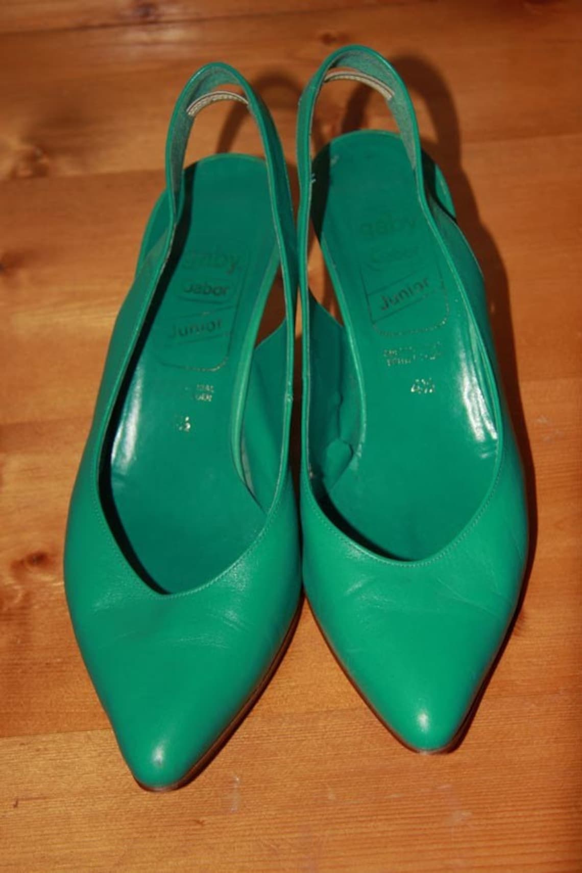 80's Green Shoes Sling Back Kitten Heel Pointy Toe | Etsy