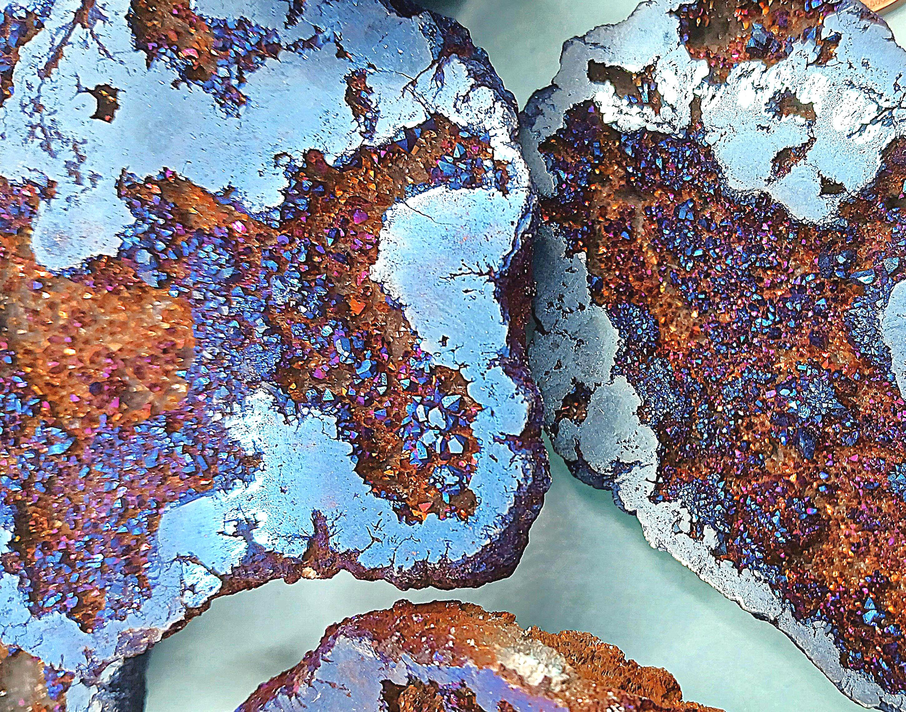 Cobalt Blue Aura Quartz Geode Crystal 50mm in Gift Box Calming Healing ...