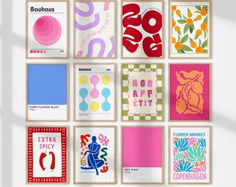 Dopamine Décor Gallery Wall Set of 14, Colorful Prints, Maximalist wall art, Funky prints bundle, Eclectic Girly Wall Art, Digital Download