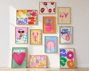 Dopamine Décor Gallery Wall Set of 20, Colorful Prints, Maximalist wall art, Funky prints bundle, Eclectic Girly Wall Art, Digital Download
