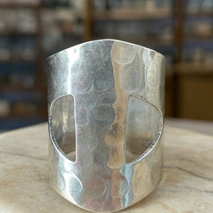 Hammered Sterling Silver Wide Band Ring: Adjustable Statement Jewelry