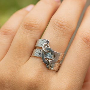 Heart and Lock Charm Ring | 925 Sterling Silver | Unique Handmade Statement Jewelry