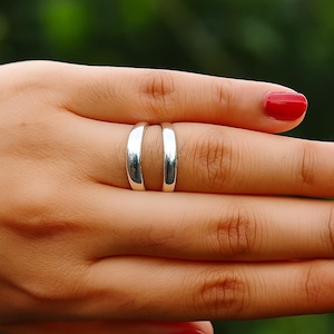 Minimalist Two Band Sterling Silver Ring: Handmade 925 Jewelry