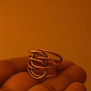 Handmade Copper Ring – Unique Wire Wrap Design | Rustic Boho Adjustable Ring
