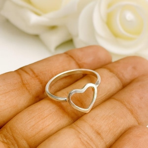 Minimalist Open Heart Silver Ring