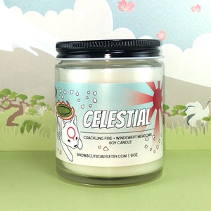 Celestial Candle - Crackling Fire and Windswept Meadows Soy Candle - Okami Celestial Brush