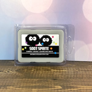 Soot Sprite Wax Melt - Susuwatari - Dust Bunny - Black Soot - Embers Smoke Leaves Wickless Wax