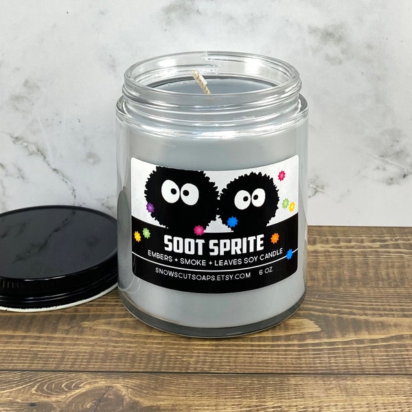 Soot Sprite Candle - Susuwatari - Dust Bunny - Black Soot - Embers Smoke Leaves Candle