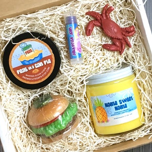 Under The Sea Gift Set - Sugar Scrub, Lip Balm, Candle, and Burger Soap