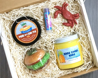 Under The Sea Gift Set - Sugar Scrub, Lip Balm, Candle, and Burger Soap