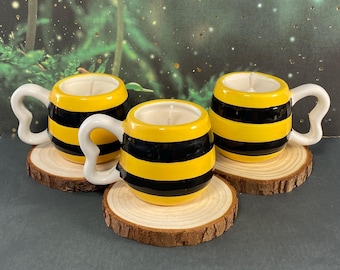 Bee Stripe Mini Soy Candle - Plum, Rose, and Tonka Scent