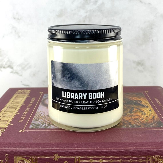 Library Book Candle - Dank inked paper, dirt, and leather