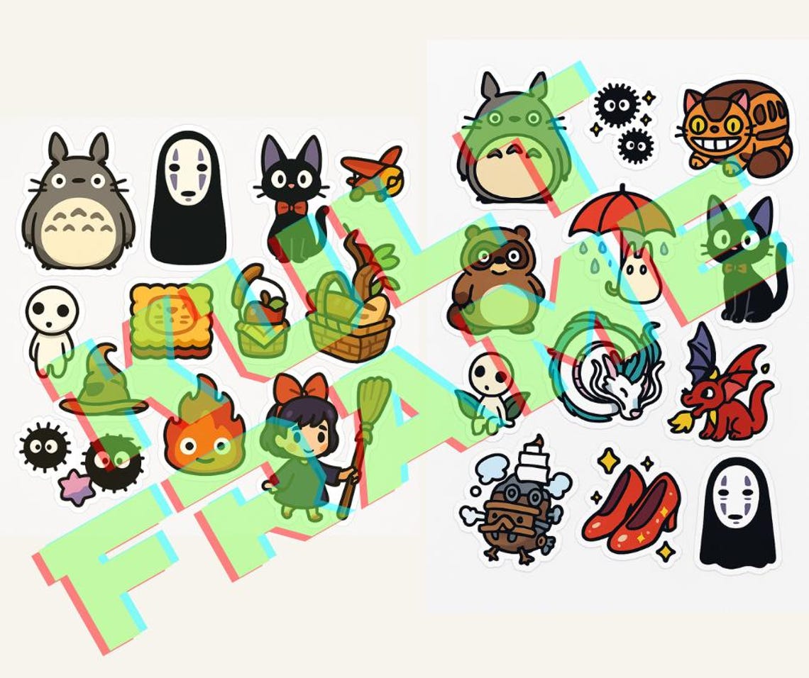 Ghibli Studio Inspired Sticker Pack | 60 Stickers | Instant Download - Etsy