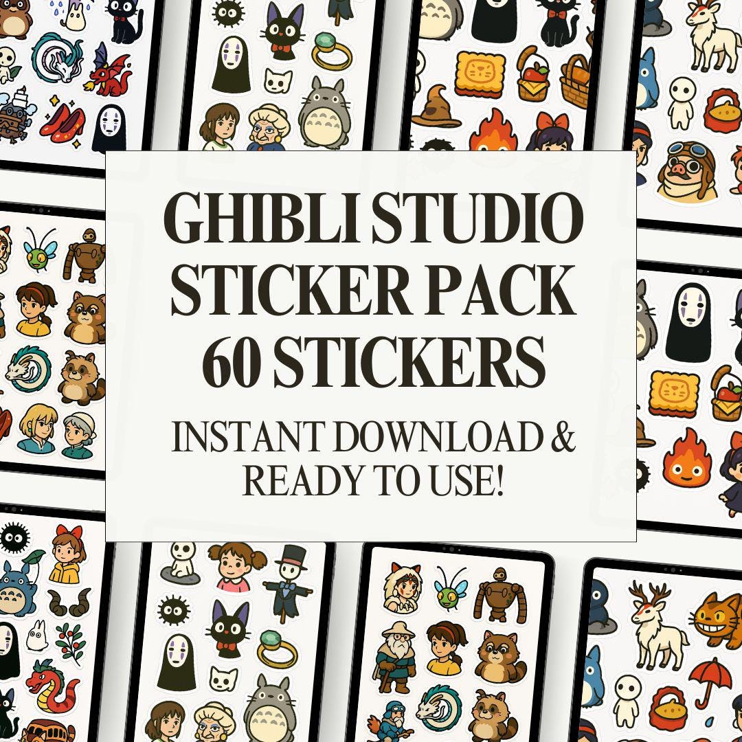 Ghibli Studio Inspired Sticker Pack | 60 Stickers | Instant Download - Etsy