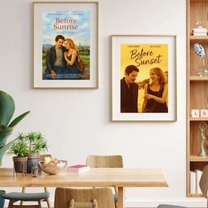 Before Sunrise & Sunset Poster Set: Minimalist Romantic Film Art (Digital Download 50x70cm)