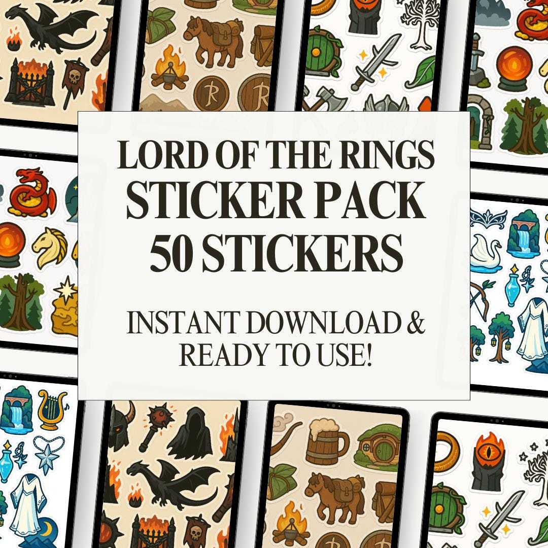 Rings Sticker Set Lord of the Rings Inspired Sticker Set | Middle Earth, Gandalf (digital ...