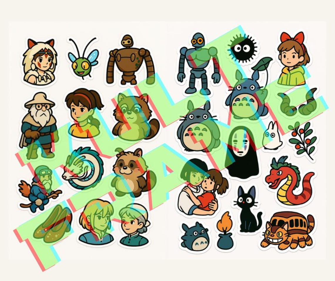 Ghibli Studio Inspired Sticker Pack | 60 Stickers | Instant Download - Etsy