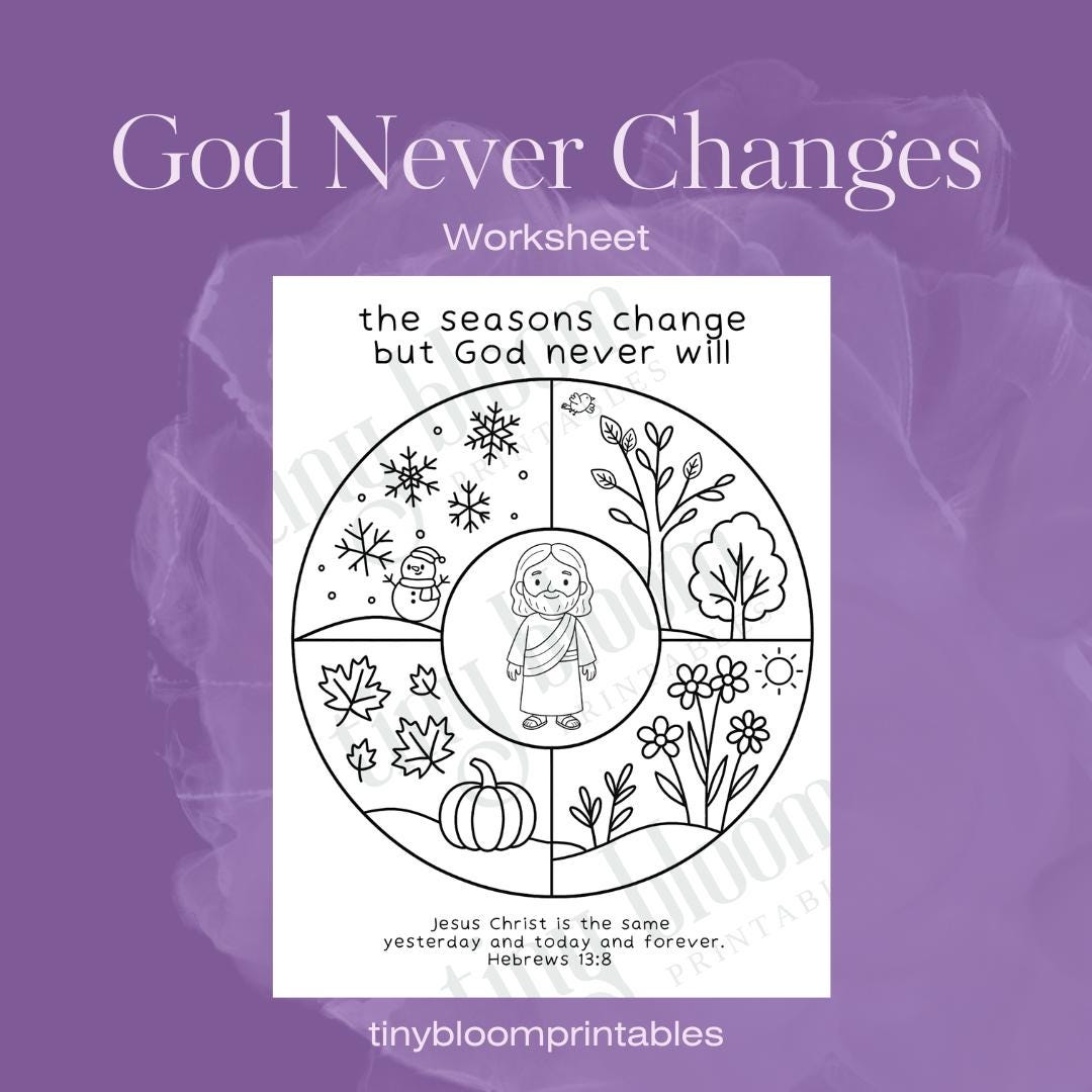 Never Changes God Never Changes Worksheet | Christian Kids Coloring Printable - Etsy