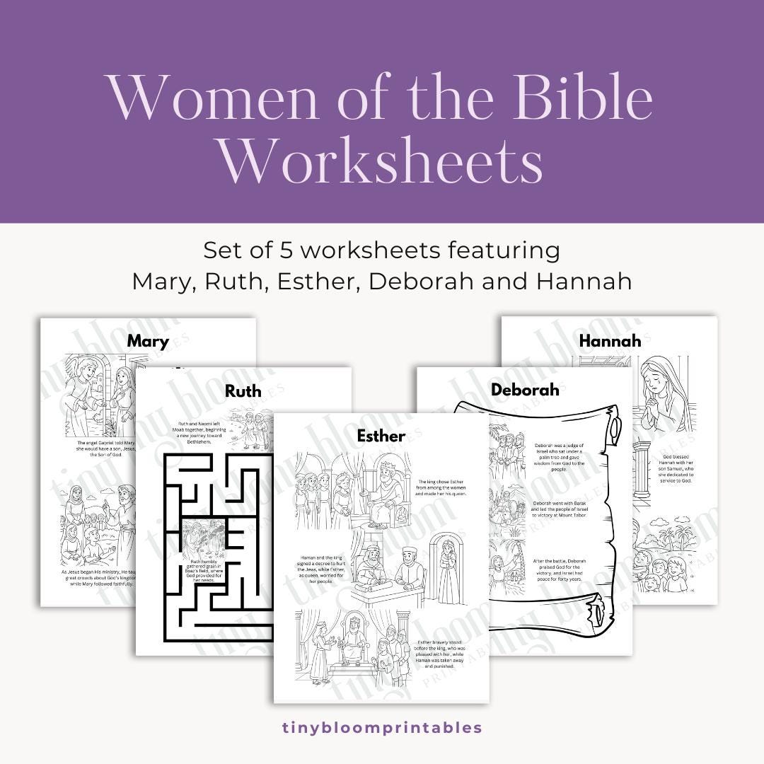 Women of the Bible Worksheets | Mary, Ruth, Esther, Deborah & Hannah ...